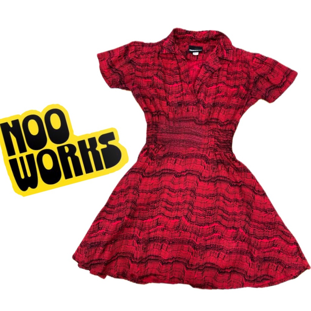 Nooworks Red and Black Mini Dress
